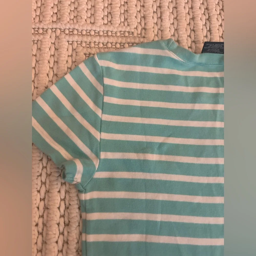 Polo Ralph Lauren Women’s S/P Preppy Sporty Blue White Striped Cotton Blouse Top - Picture 10 of 15